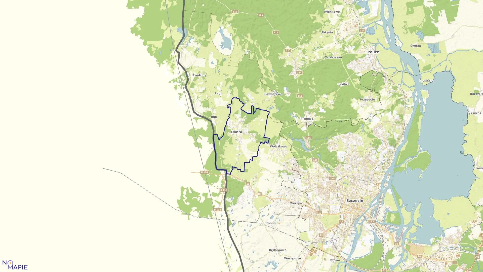 Mapa obrębu Dobra w gminie Dobra