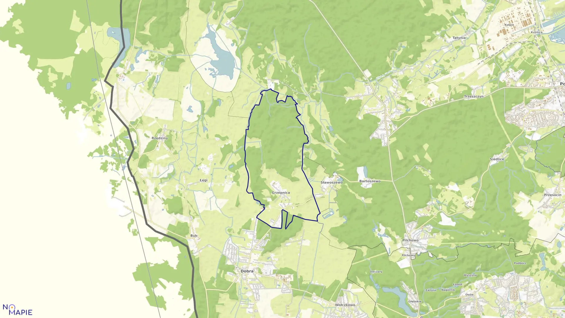 Mapa obrębu Grzepnica w gminie Dobra