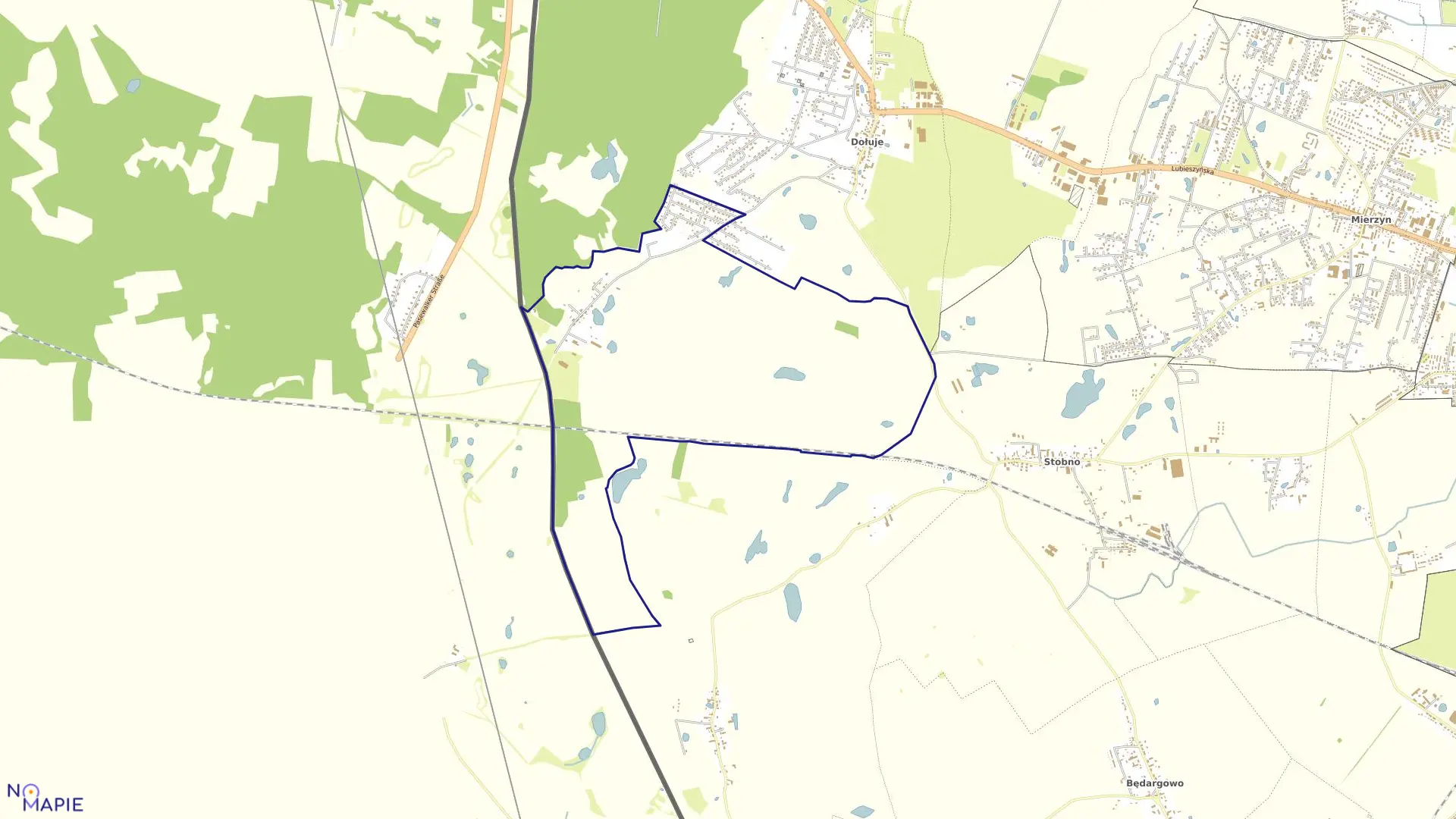 Mapa obrębu Kościno w gminie Dobra