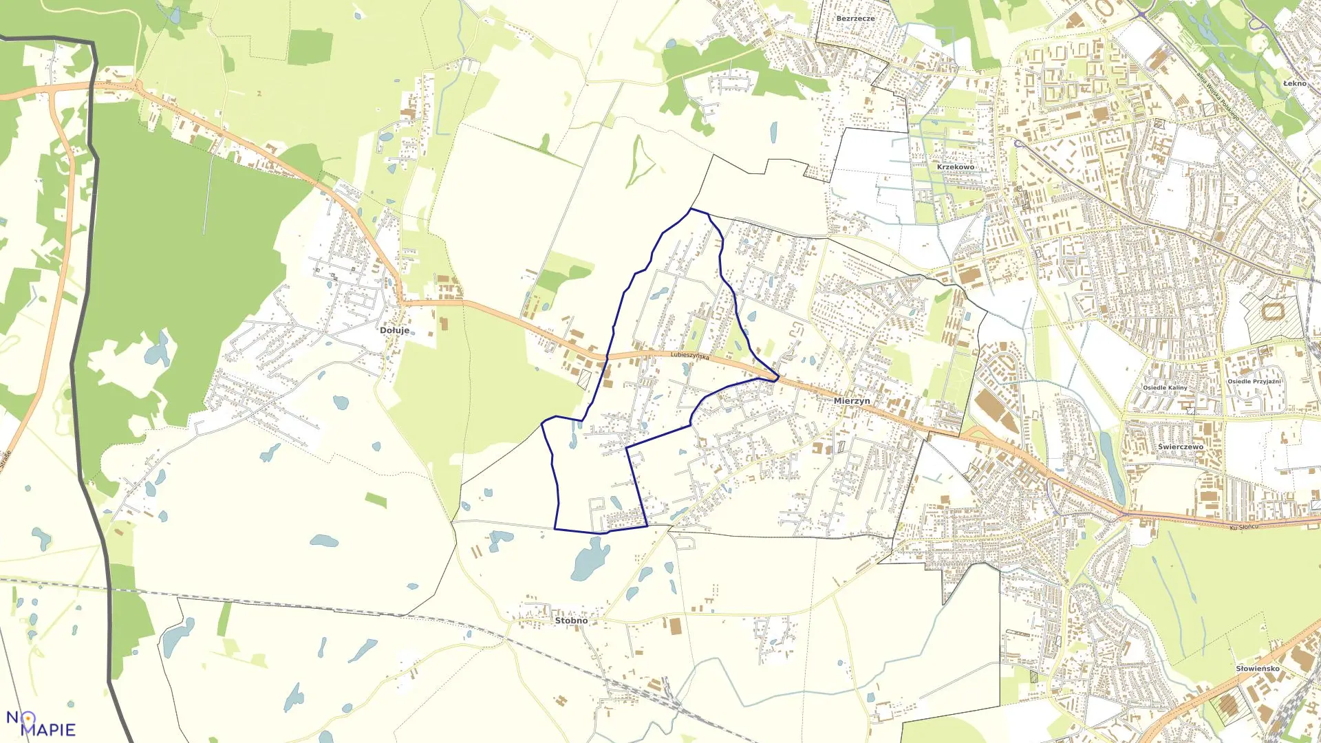 Mapa obrębu Mierzyn 1 w gminie Dobra