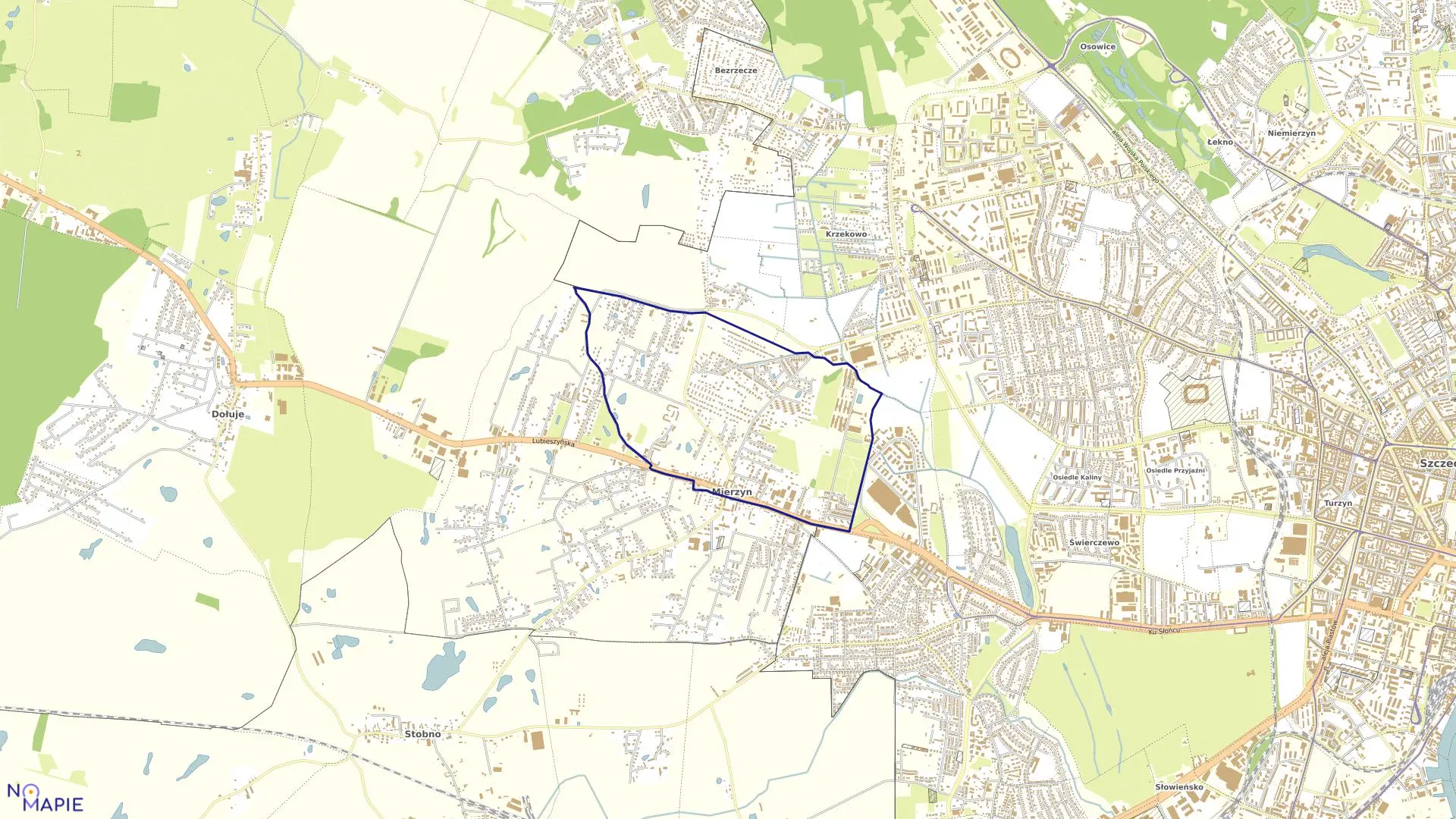 Mapa obrębu Mierzyn 2 w gminie Dobra