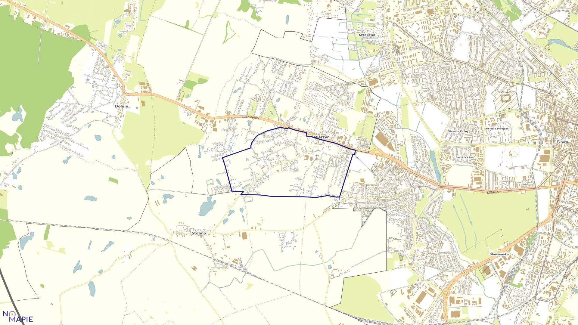 Mapa obrębu Mierzyn 3 w gminie Dobra