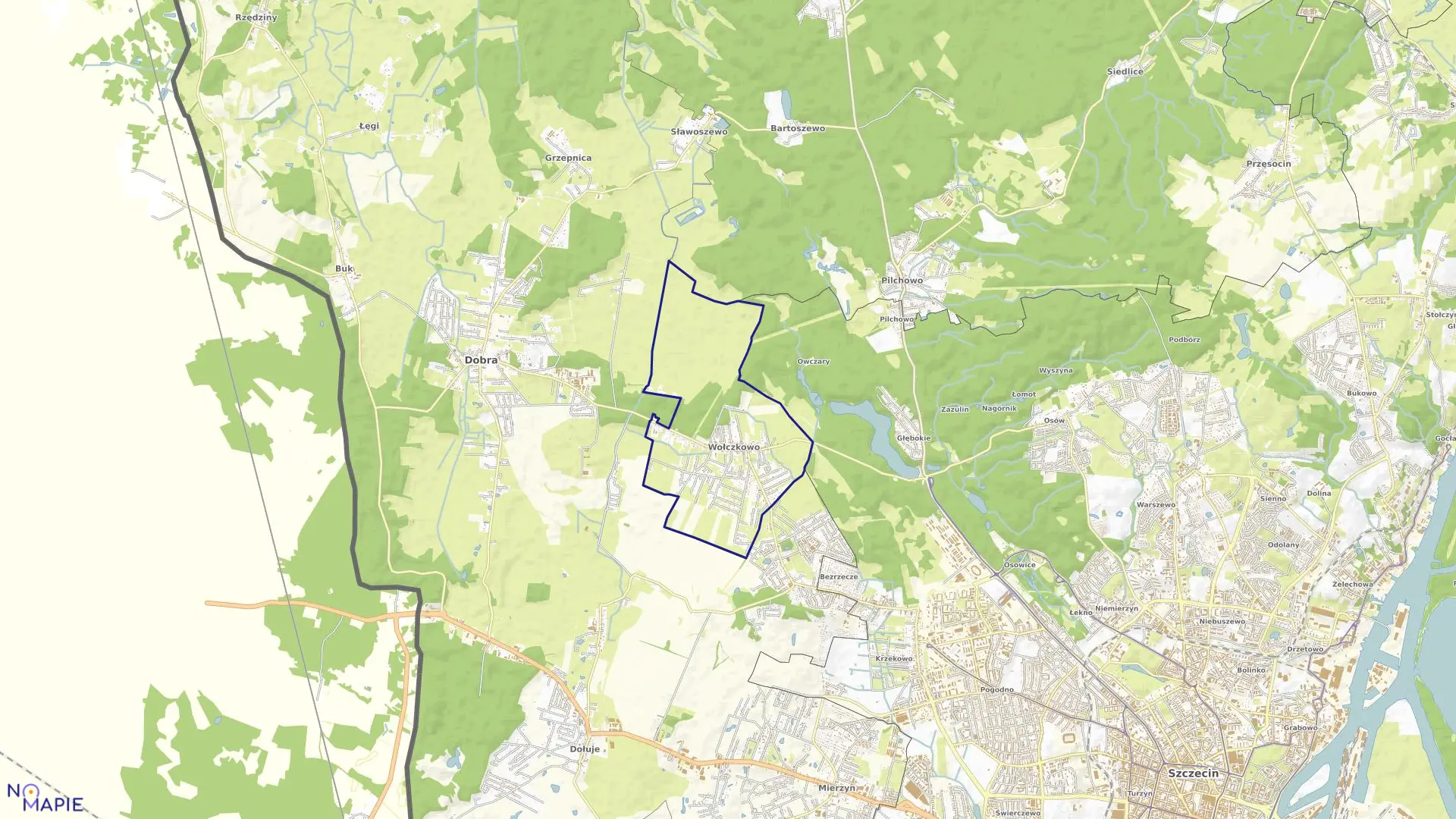 Mapa obrębu Wołczkowo w gminie Dobra